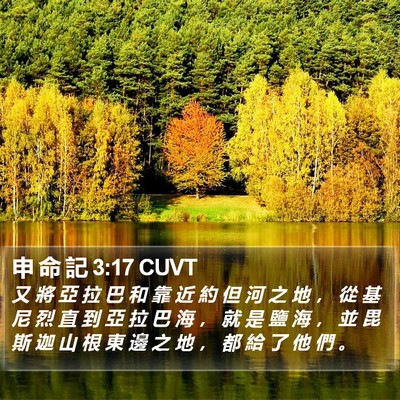 申 命 記 3:17 CUVT Bible Verse Image