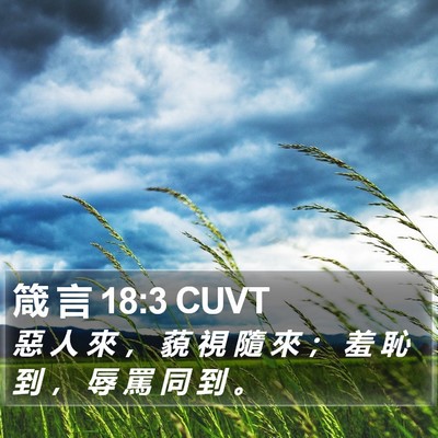 箴 言 18:3 CUVT Bible Verse Image