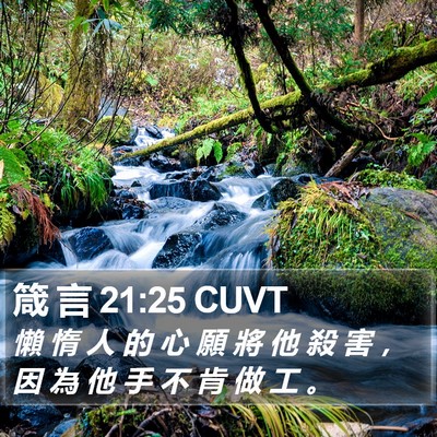 箴 言 21:25 CUVT Bible Verse Image