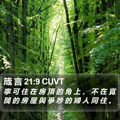箴 言 21:9 CUVT Bible Verse Image