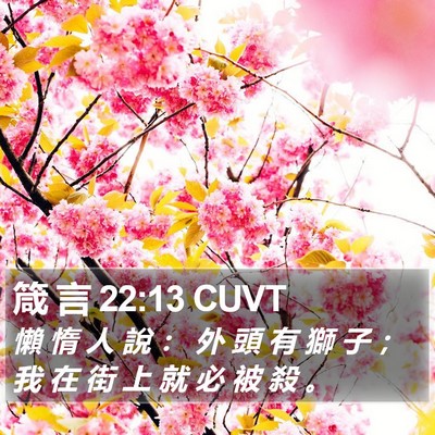 箴 言 22:13 CUVT Bible Verse Image