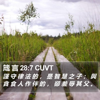 箴 言 28:7 CUVT Bible Verse Image