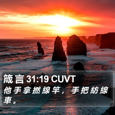 箴 言 31:19 CUVT Bible Verse Image