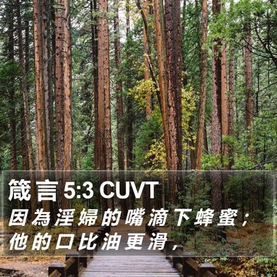 箴 言 5:3 CUVT Bible Verse Image