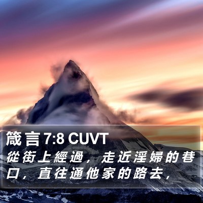 箴 言 7:8 CUVT Bible Verse Image