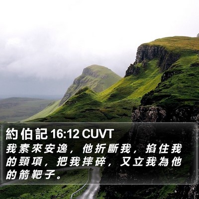 約 伯 記 16:12 CUVT Bible Verse Image
