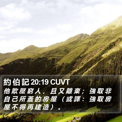 約 伯 記 20:19 CUVT Bible Verse Image