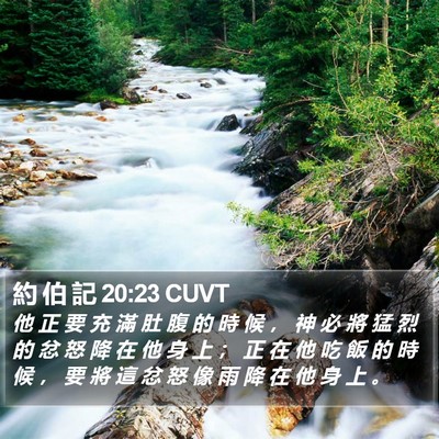 約 伯 記 20:23 CUVT Bible Verse Image