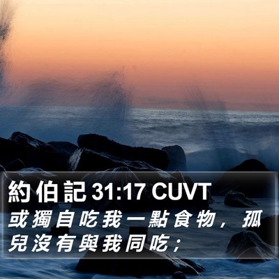 約 伯 記 31:17 CUVT Bible Verse Image