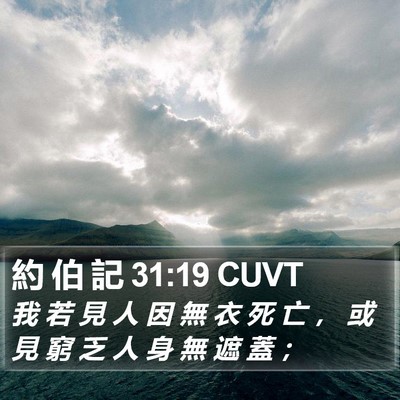 約 伯 記 31:19 CUVT Bible Verse Image