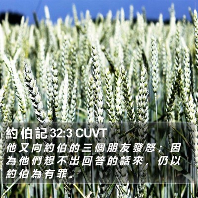 約 伯 記 32:3 CUVT Bible Verse Image