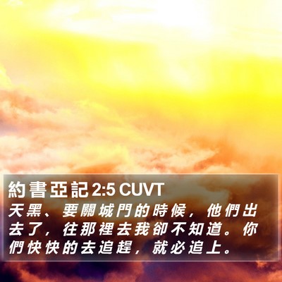 約 書 亞 記 2:5 CUVT Bible Verse Image