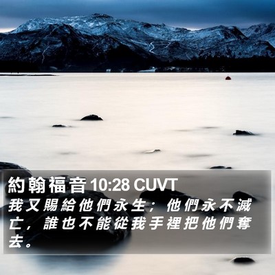 約 翰 福 音 10:28 CUVT Bible Verse Image