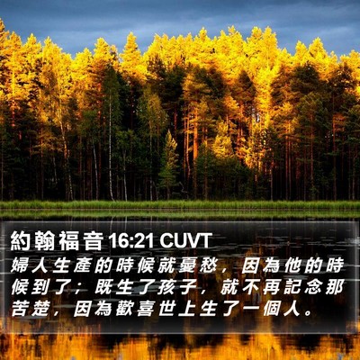 約 翰 福 音 16:21 CUVT Bible Verse Image