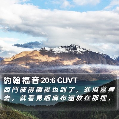 約 翰 福 音 20:6 CUVT Bible Verse Image