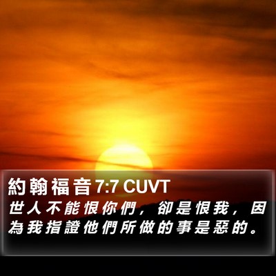 約 翰 福 音 7:7 CUVT Bible Verse Image