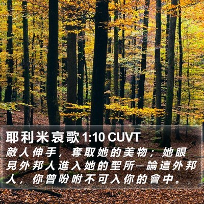 耶 利 米 哀 歌 1:10 CUVT Bible Verse Image