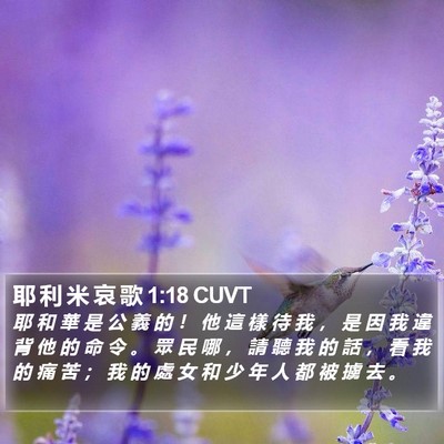 耶 利 米 哀 歌 1:18 CUVT Bible Verse Image
