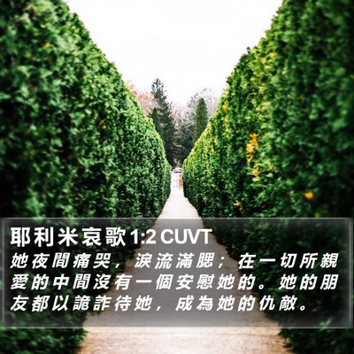 耶 利 米 哀 歌 1:2 CUVT Bible Verse Image