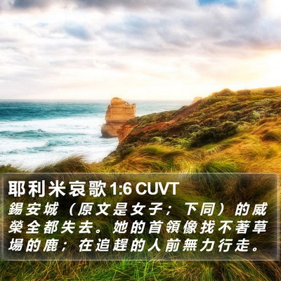 耶 利 米 哀 歌 1:6 CUVT Bible Verse Image