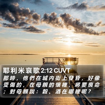耶 利 米 哀 歌 2:12 CUVT Bible Verse Image