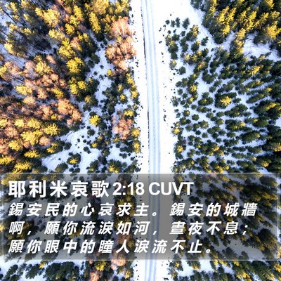 耶 利 米 哀 歌 2:18 CUVT Bible Verse Image