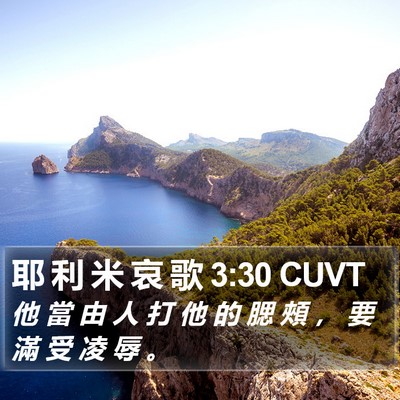 耶 利 米 哀 歌 3:30 CUVT Bible Verse Image