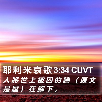 耶 利 米 哀 歌 3:34 CUVT Bible Verse Image