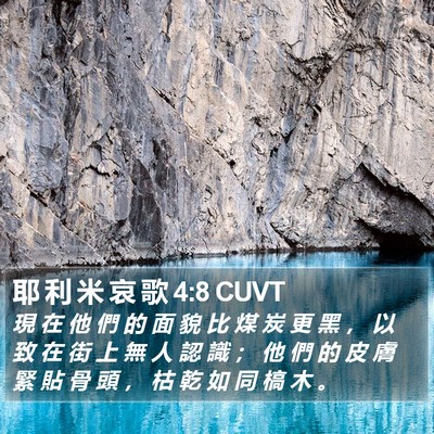 耶 利 米 哀 歌 4:8 CUVT Bible Verse Image