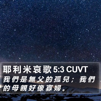 耶 利 米 哀 歌 5:3 CUVT Bible Verse Image