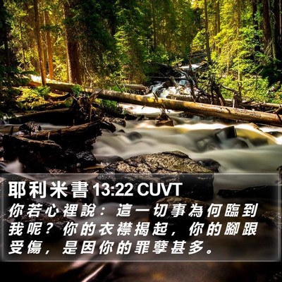耶 利 米 書 13:22 CUVT Bible Verse Image