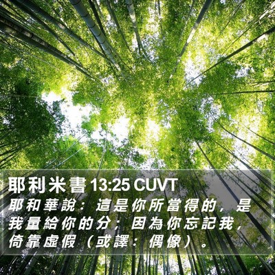 耶 利 米 書 13:25 CUVT Bible Verse Image