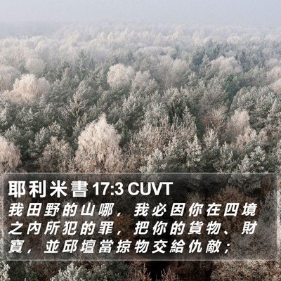 耶 利 米 書 17:3 CUVT Bible Verse Image