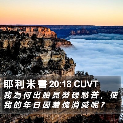 耶 利 米 書 20:18 CUVT Bible Verse Image