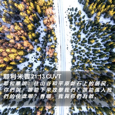 耶 利 米 書 21:13 CUVT Bible Verse Image