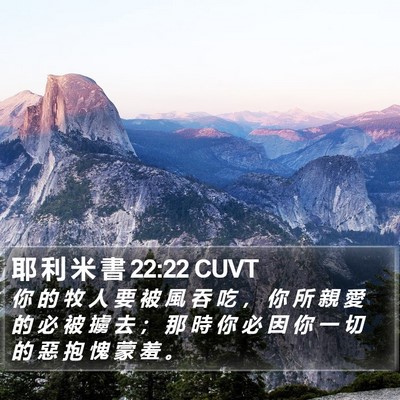 耶 利 米 書 22:22 CUVT Bible Verse Image