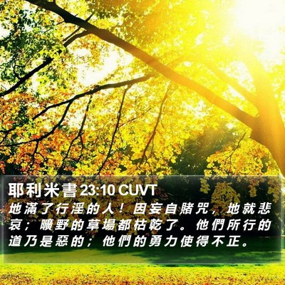 耶 利 米 書 23:10 CUVT Bible Verse Image