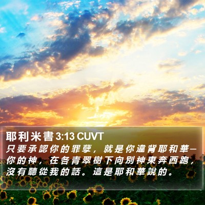 耶 利 米 書 3:13 CUVT Bible Verse Image