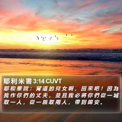 耶 利 米 書 3:14 CUVT Bible Verse Image