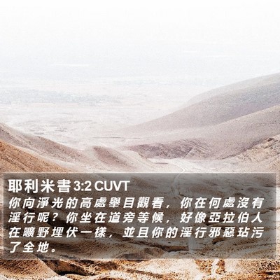 耶 利 米 書 3:2 CUVT Bible Verse Image