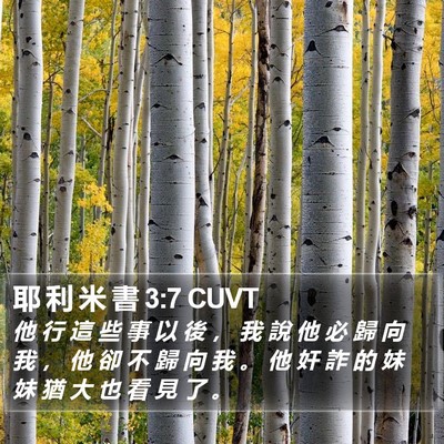 耶 利 米 書 3:7 CUVT Bible Verse Image
