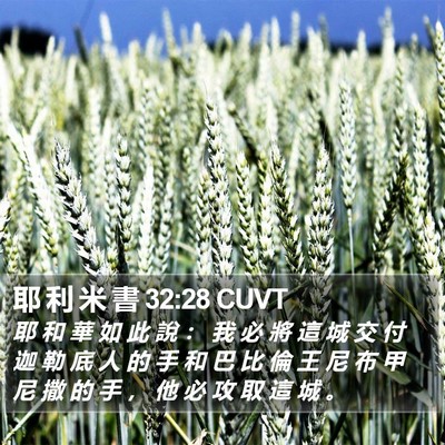 耶 利 米 書 32:28 CUVT Bible Verse Image