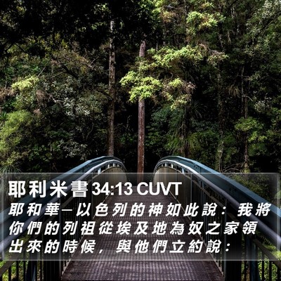耶 利 米 書 34:13 CUVT Bible Verse Image