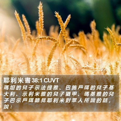 耶 利 米 書 38:1 CUVT Bible Verse Image