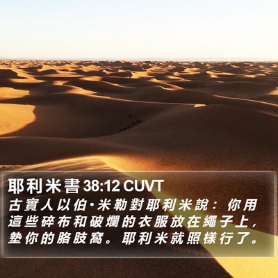 耶 利 米 書 38:12 CUVT Bible Verse Image