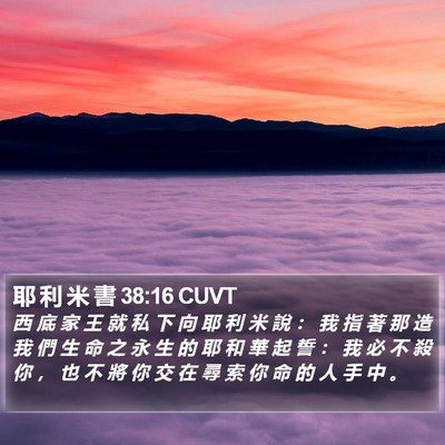 耶 利 米 書 38:16 CUVT Bible Verse Image