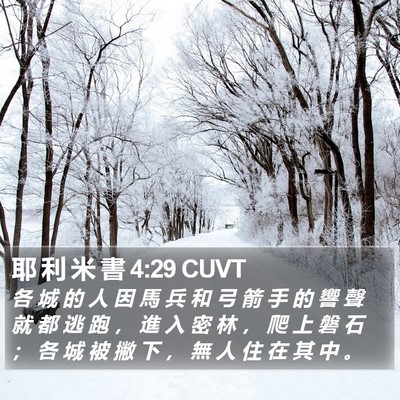 耶 利 米 書 4:29 CUVT Bible Verse Image