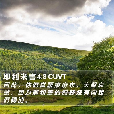 耶 利 米 書 4:8 CUVT Bible Verse Image