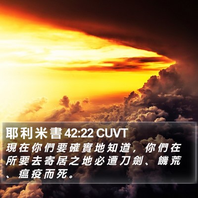 耶 利 米 書 42:22 CUVT Bible Verse Image