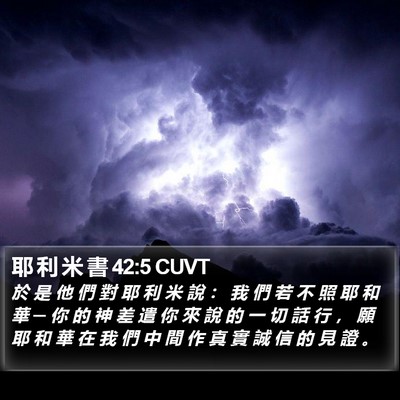 耶 利 米 書 42:5 CUVT Bible Verse Image